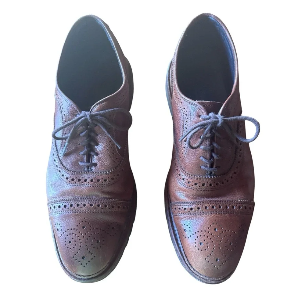 Allen Edmonds Strandmok Brown Leather Cap Toe Oxford Dress Shoe Men's 9.5 Brogue